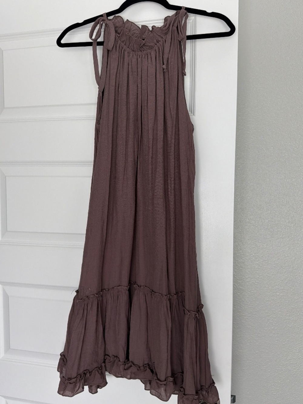 Women's Tiered Ruffle Solid Gauze Dress